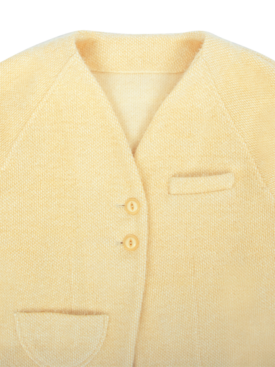 Fluffy Cropped Cardigan Pale Yellow - Kijun